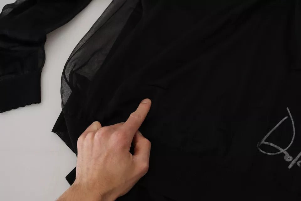 Pull à col rond en polyester noir de Dolce & Gabbana pour homme, sweater décontracté avec logo subtil.