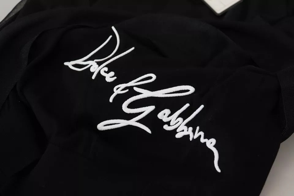 Pull à manches longues en polyester noir avec logo Dolce & Gabbana pour homme, style élégant et moderne