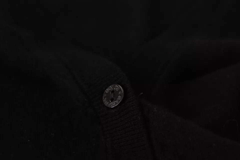 Cardigan en laine noire Dolce & Gabbana avec boutons, pull à manches longues, pull en tricot élégant pour homme ou femme.