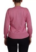 Pull en soie rose Dolce & Gabbana à boutons, cardigan élégant et léger pour femme.
