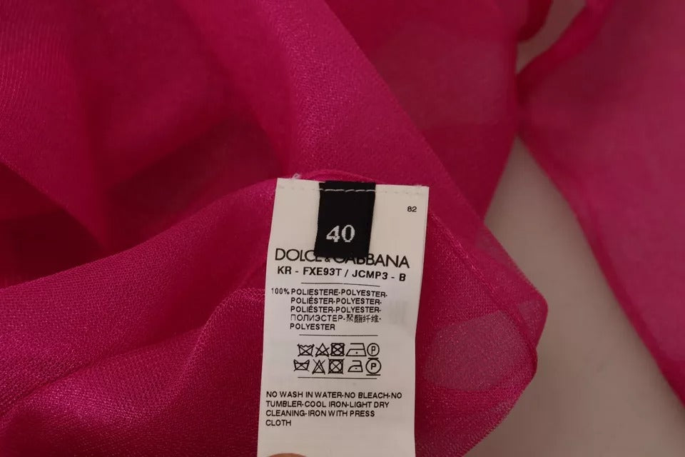 Pull en polyester fuchsia de Dolce & Gabbana, sweat-shirt à col rond avec manches longues et logo discret.