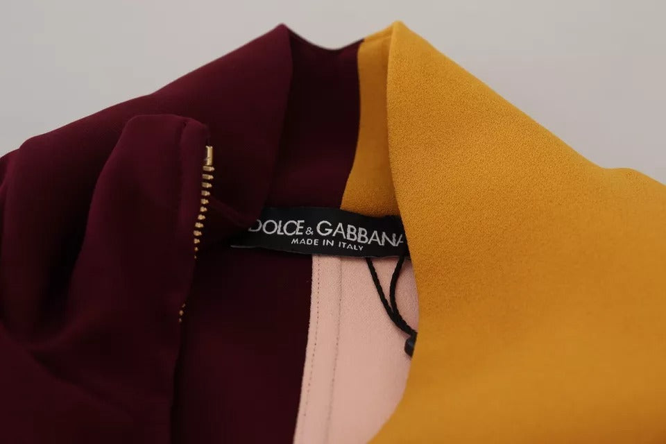 Pull Dolce & Gabbana en viscose à fleurs multicolores avec fermeture éclair complète, détails floraux colorés.