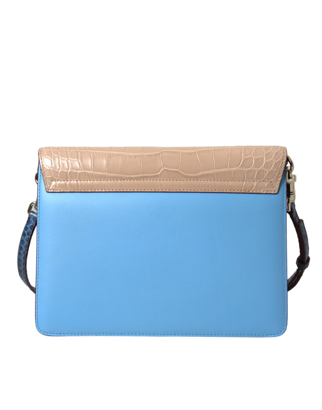 Sac à bandoulière Dolce & Gabbana Lucia en cuir exotique bleu et beige, élégant et tendance.
