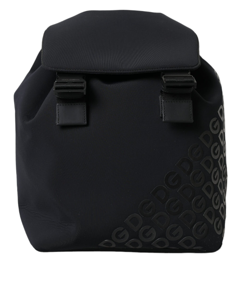 Sac à dos Dolce & Gabbana en néoprène noir avec logo DG, design scolaire et pratique, idéal pour un look élégant et fonctionnel.