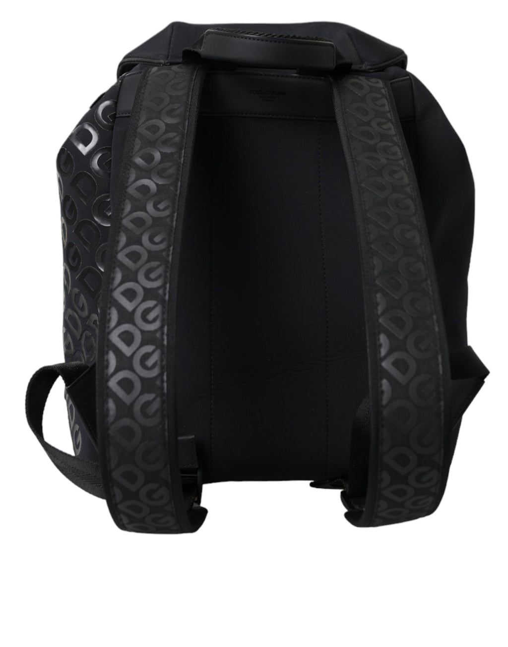 Sac à dos Dolce & Gabbana noir en néoprène et nylon avec logo DG, style scolaire et moderne.
