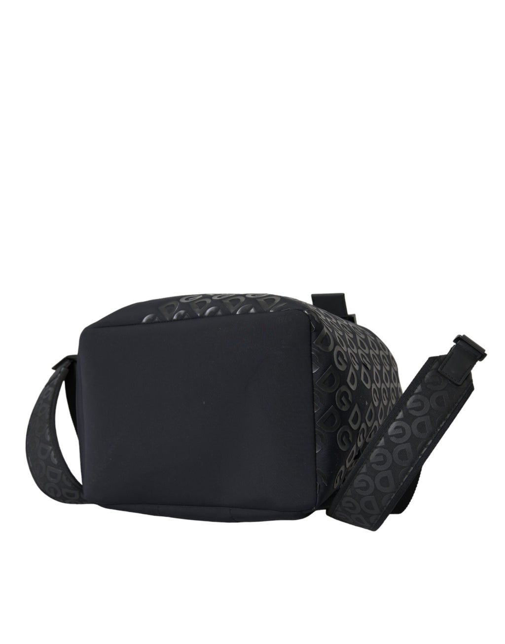 Sac à dos Dolce & Gabbana en néoprène et nylon noir avec logo DG, style scolaire, visible en détail.