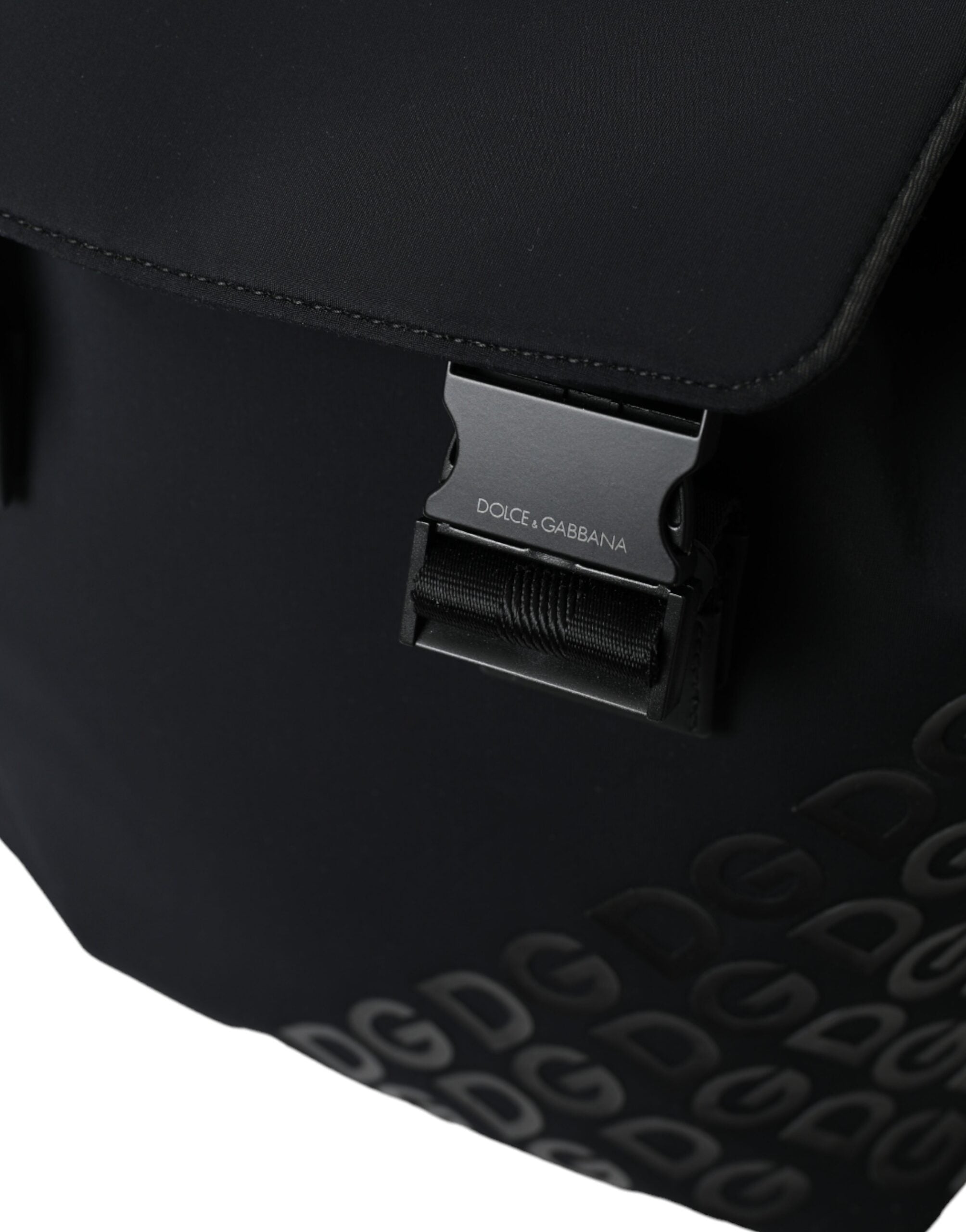 Sac à dos Dolce & Gabbana noir en néoprène et nylon avec logo DG, style élégant et pratique pour la vie quotidienne.