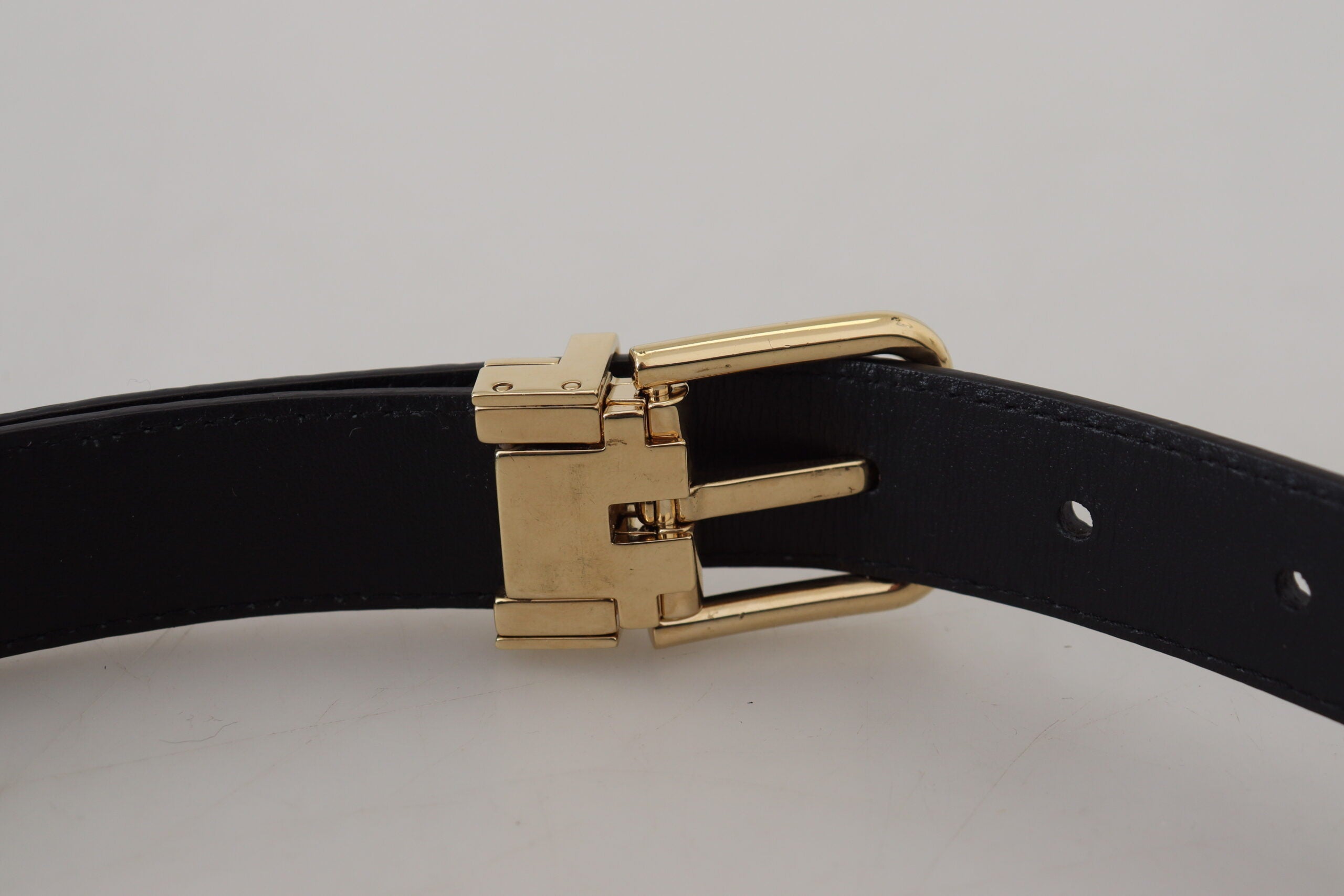Dolce & Gabbana Blue Exotic Leather Gold Metal Buckle Belt