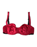 Soutien-gorge balconnet en soie stretch bordeaux Dolce & Gabbana, avec détails élégants et finition raffinée.