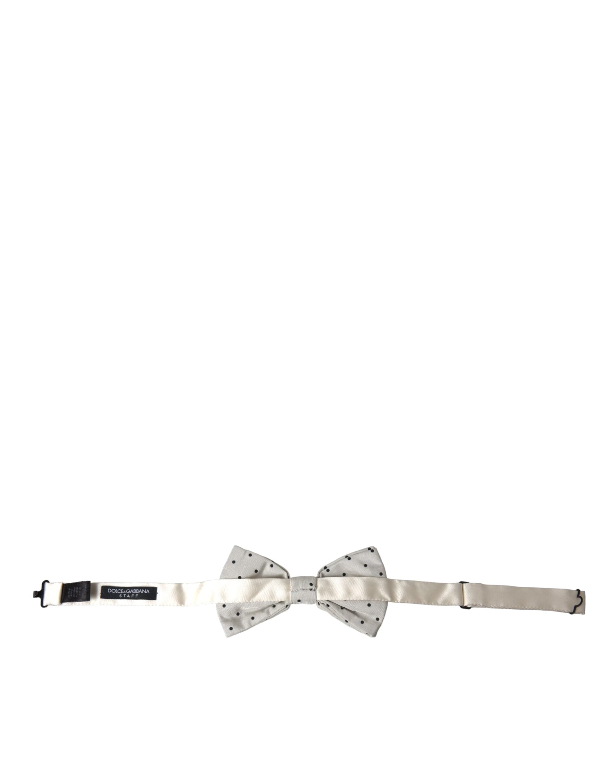 Dolce & Gabbana Gray Black Polka Dot Polyester Bow Tie Men