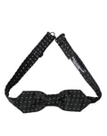 Dolce & Gabbana Dark Gray White Stitched Silk Men Neck Bow Tie