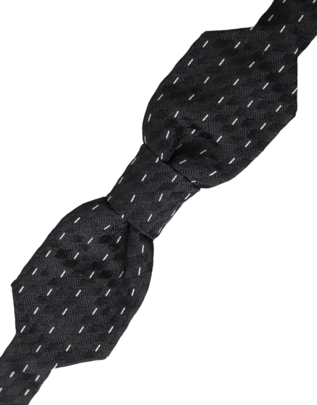 Dolce & Gabbana Dark Gray White Stitched Silk Men Neck Bow Tie
