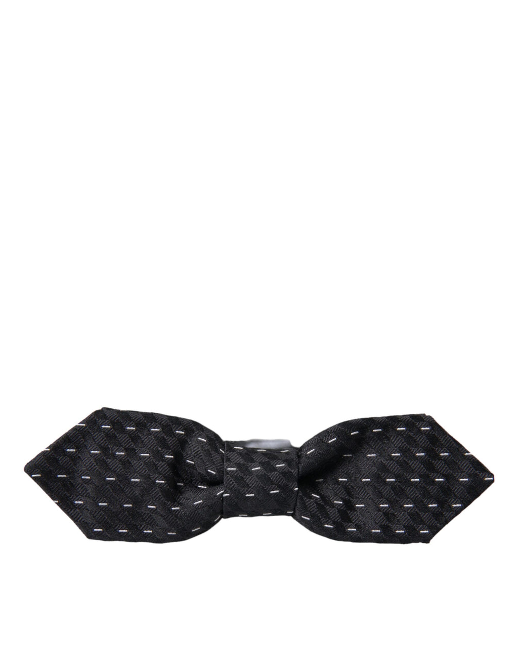 Dolce & Gabbana Dark Gray White Stitched Silk Men Neck Bow Tie