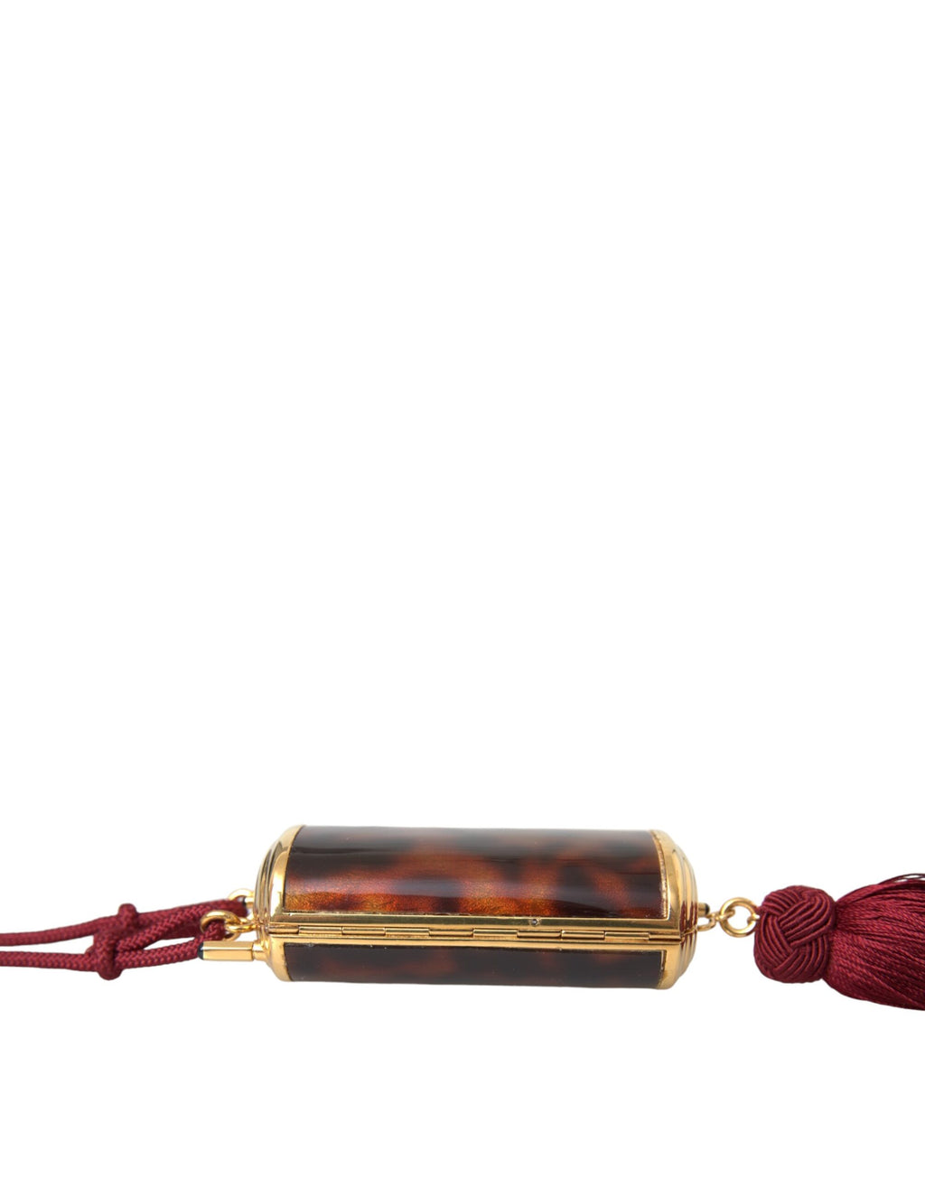 Sac à maquillage Dolce & Gabbana marron à imprimé léopard avec miroir mini et pompons en tassel, élégant et pratique.
