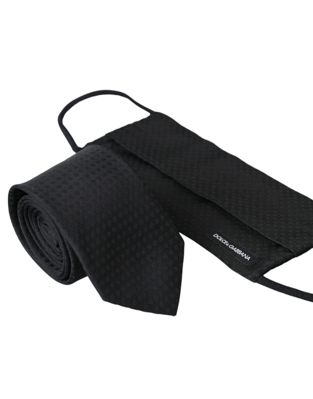 Dolce & Gabbana Dark Gray 100% Silk Adjustable Necktie Face Mask