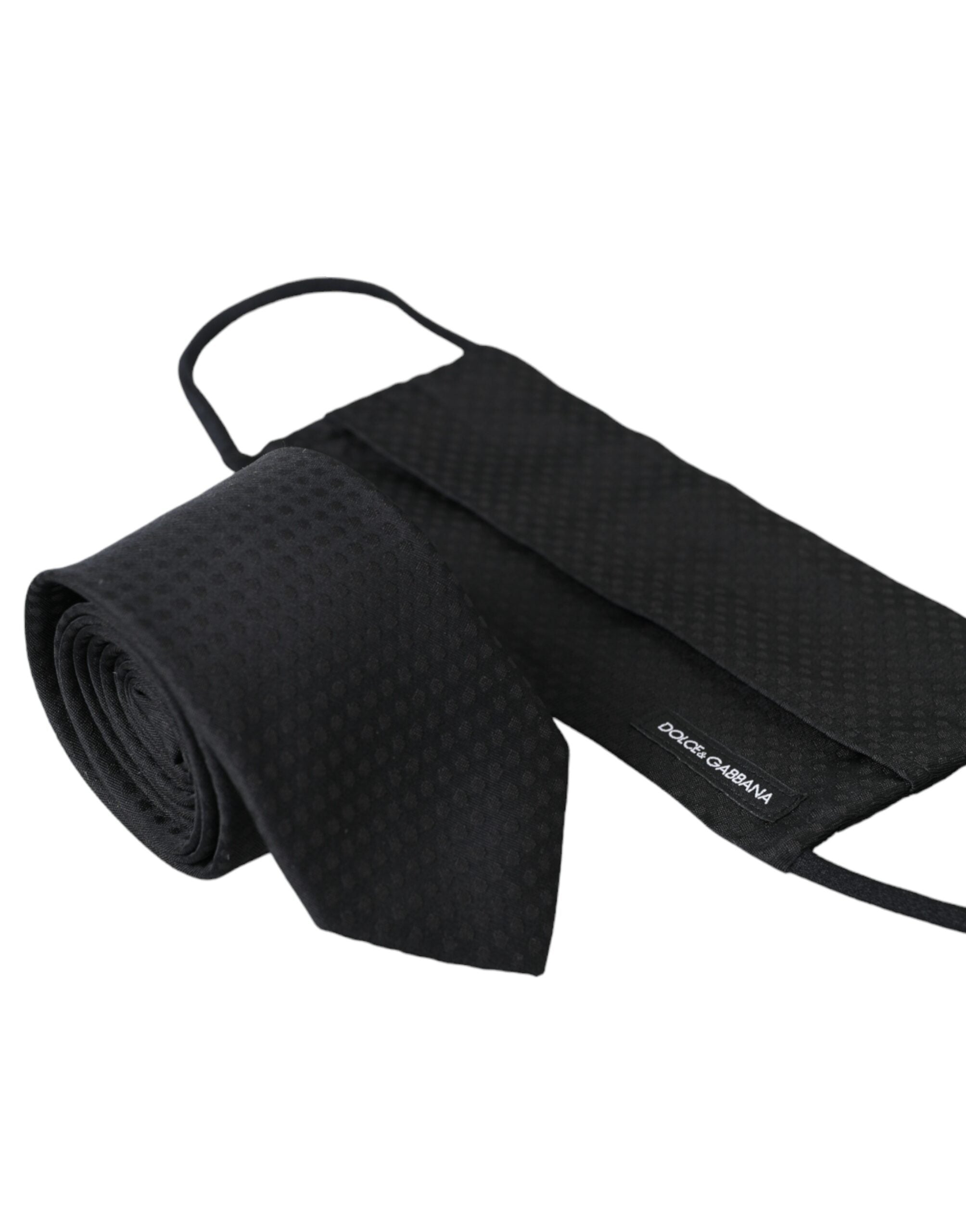 Dolce & Gabbana Dark Gray 100% Silk Adjustable Necktie Face Mask