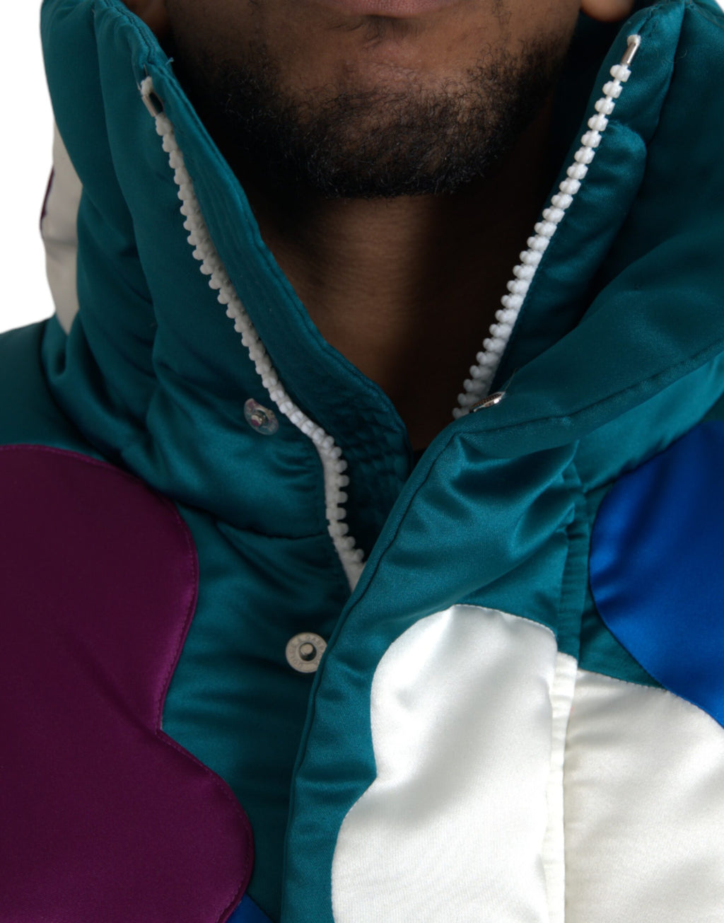 Veste matelassée Dolce & Gabbana multicolore à fleurs, coupe-vent, style puffer, avec motif floral coloré.