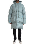 Veste matelassée à capuche Dolce & Gabbana Light Blue pour homme, style puffer chaud et tendance.