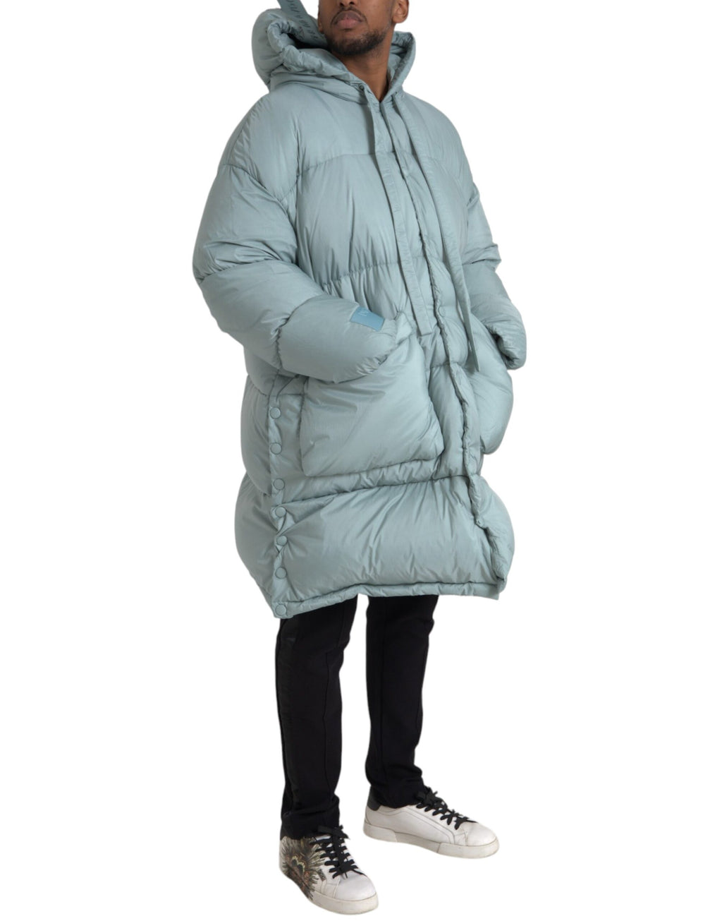 Veste matelassée à capuche pour homme Dolce & Gabbana Light Blue, coupe décontractée, rembourrée et élégante.