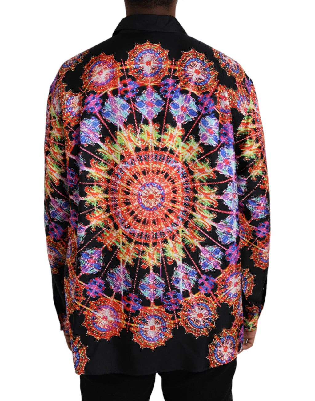 Chemise homme Dolce & Gabbana en soie multicolore Luminarie, style décontracté avec motif coloré élégant.