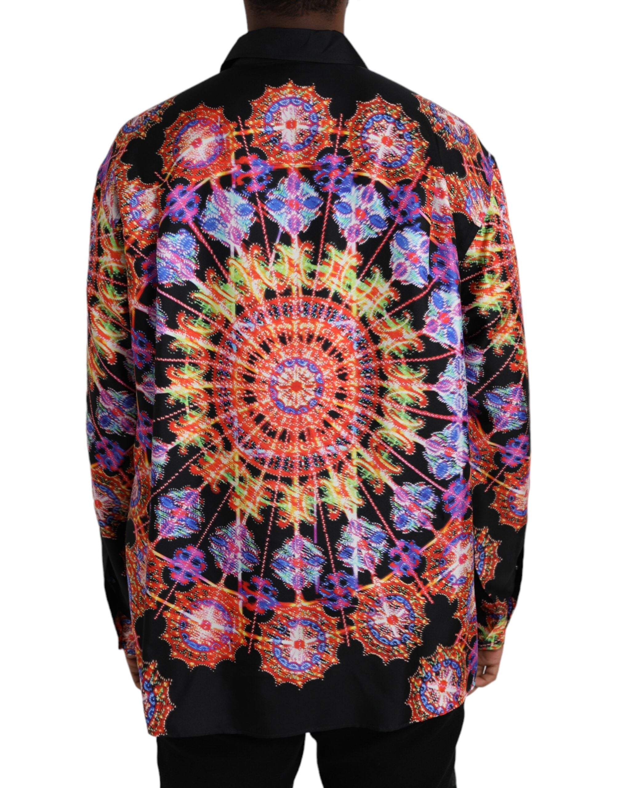Chemise homme Dolce & Gabbana en soie multicolore Luminarie, style décontracté avec motif coloré élégant.