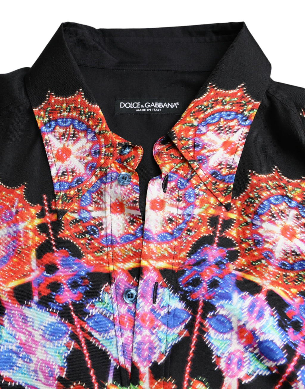 Chemise homme Dolce & Gabbana en soie multicolore Luminarie, style décontracté et élégant avec motif coloré.