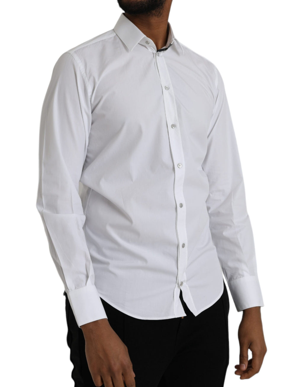 Robe blanche en coton à manches longues Dolce & Gabbana Martini Shirt, style élégant avec détails sophistiqués.