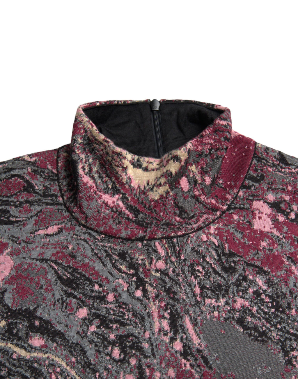 Pull homme Dolce & Gabbana à col roulé avec motif multicolore graphique, pull en laine à manches longues.