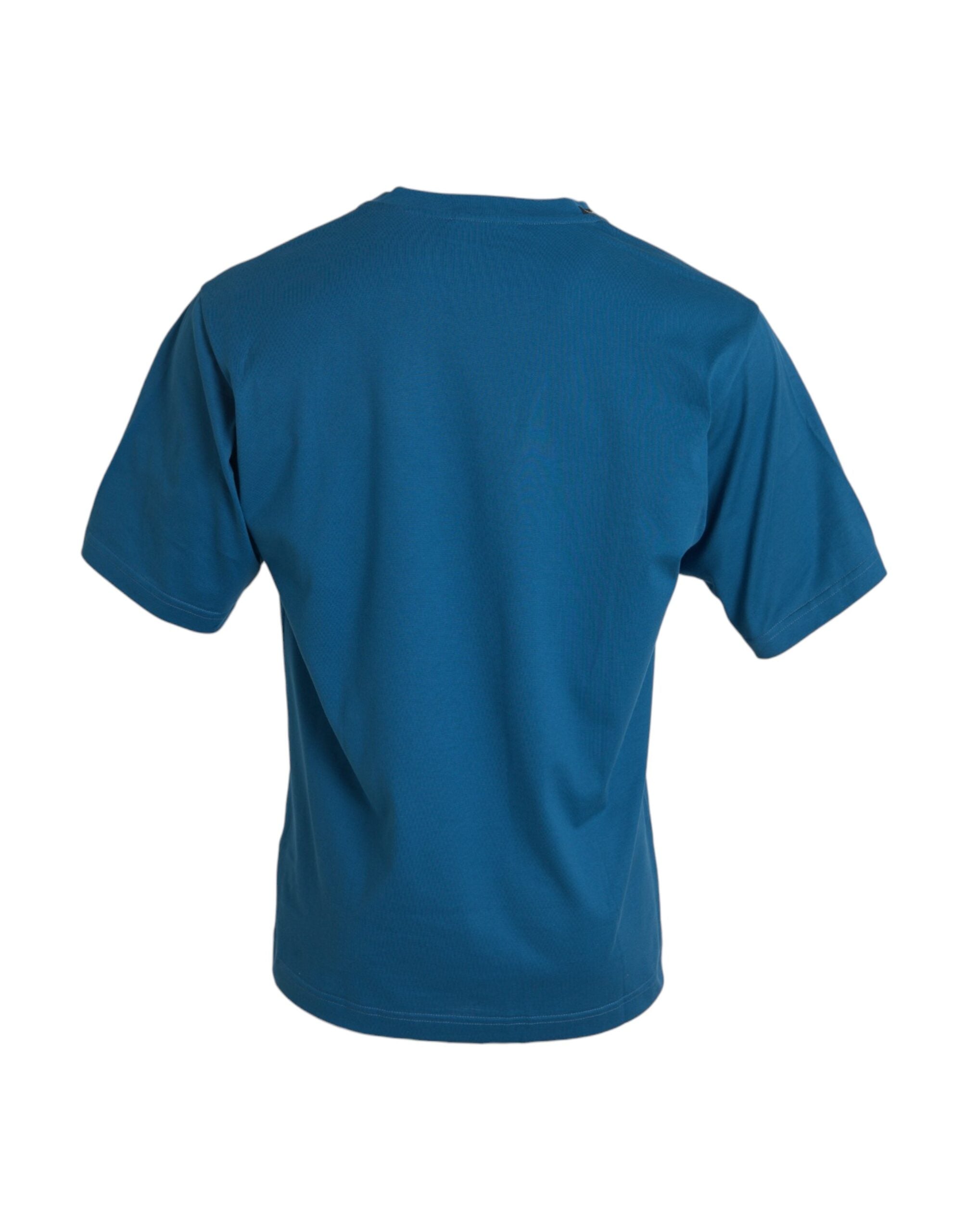 T-shirt Dolce & Gabbana à logo bleu, col rond et manches courtes, mode décontractée pour homme.