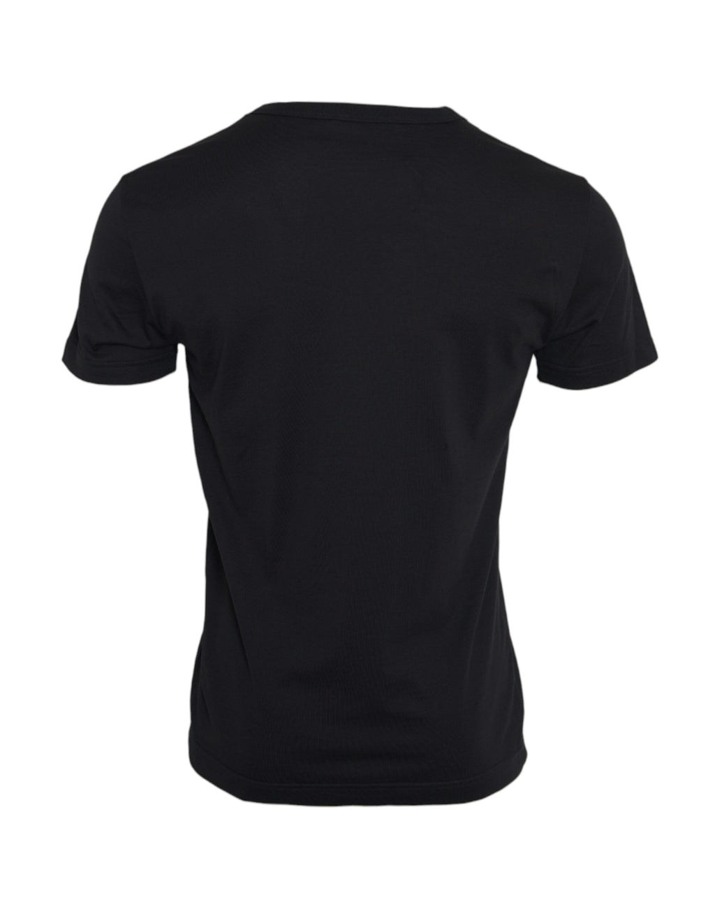 T-shirt noir en coton Dolce & Gabbana avec chaîne argentée à manches courtes, style élégant et moderne.