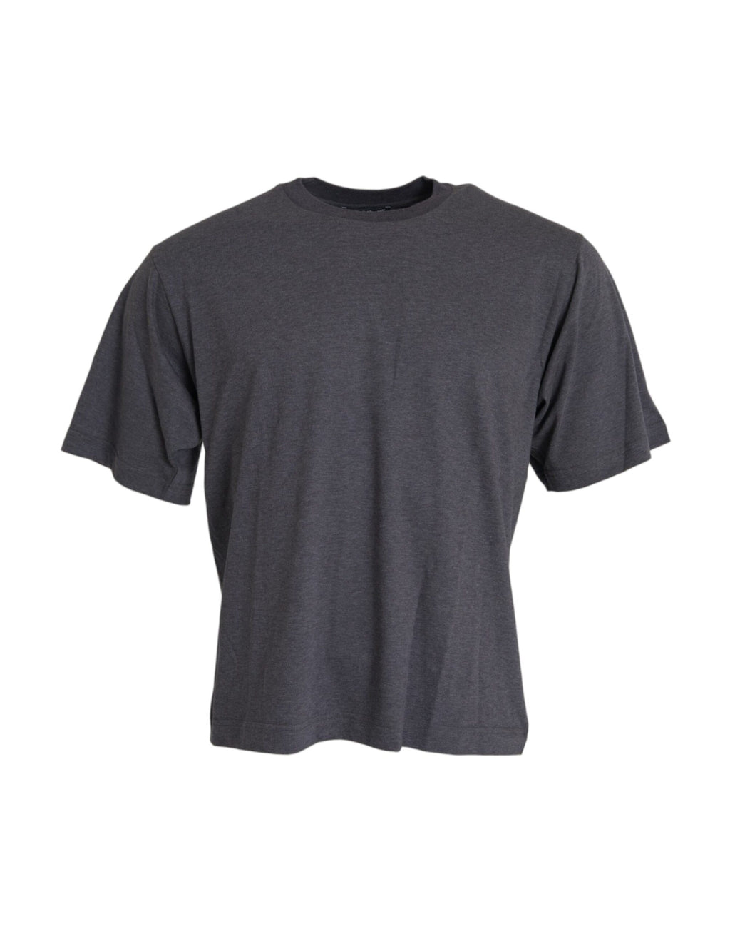 T-shirt gris en coton à col rond de Dolce & Gabbana, manches courtes, vue de face.