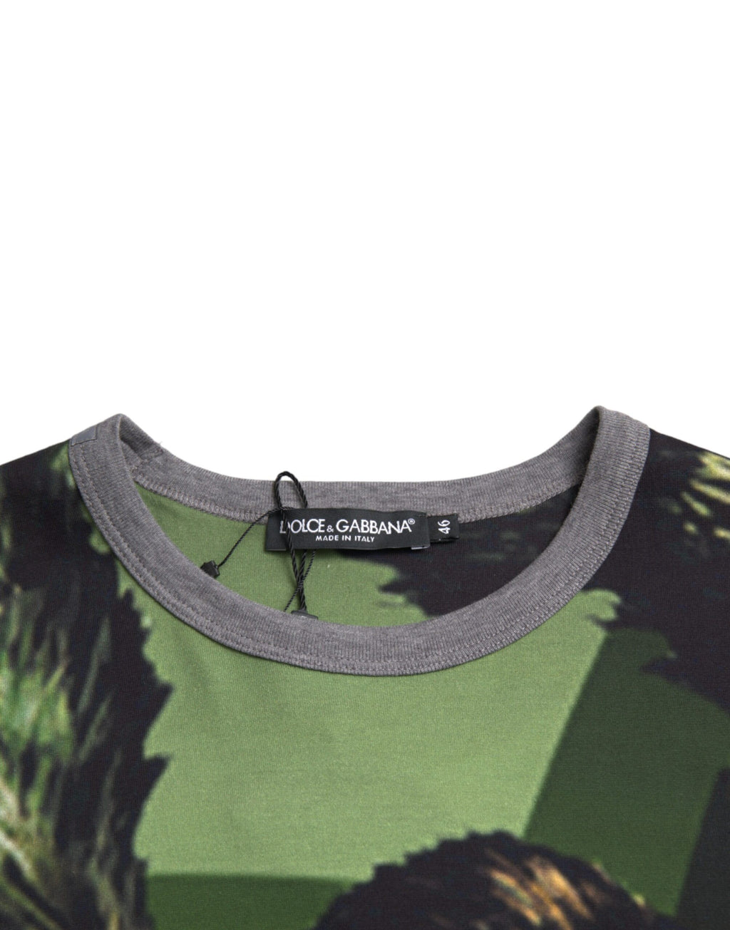T-shirt à manches courtes Dolce & Gabbana avec motif gorille vert en coton, style casual et moderne.