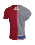 T-shirt à manches courtes Dolce & Gabbana multicolore avec motif graphique, en coton, visible en gros plan.