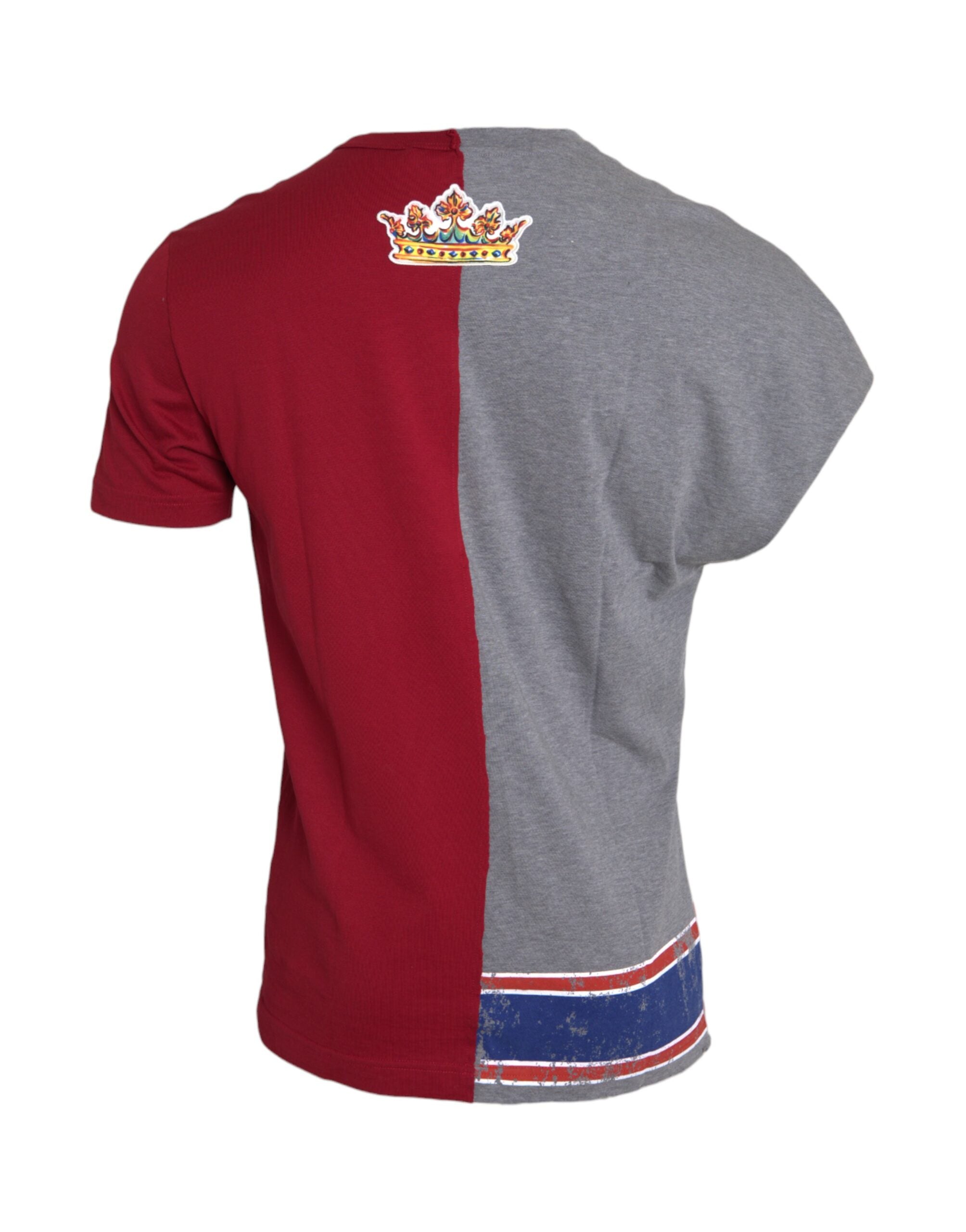 T-shirt à manches courtes Dolce & Gabbana multicolore avec motif graphique, en coton, visible en gros plan.