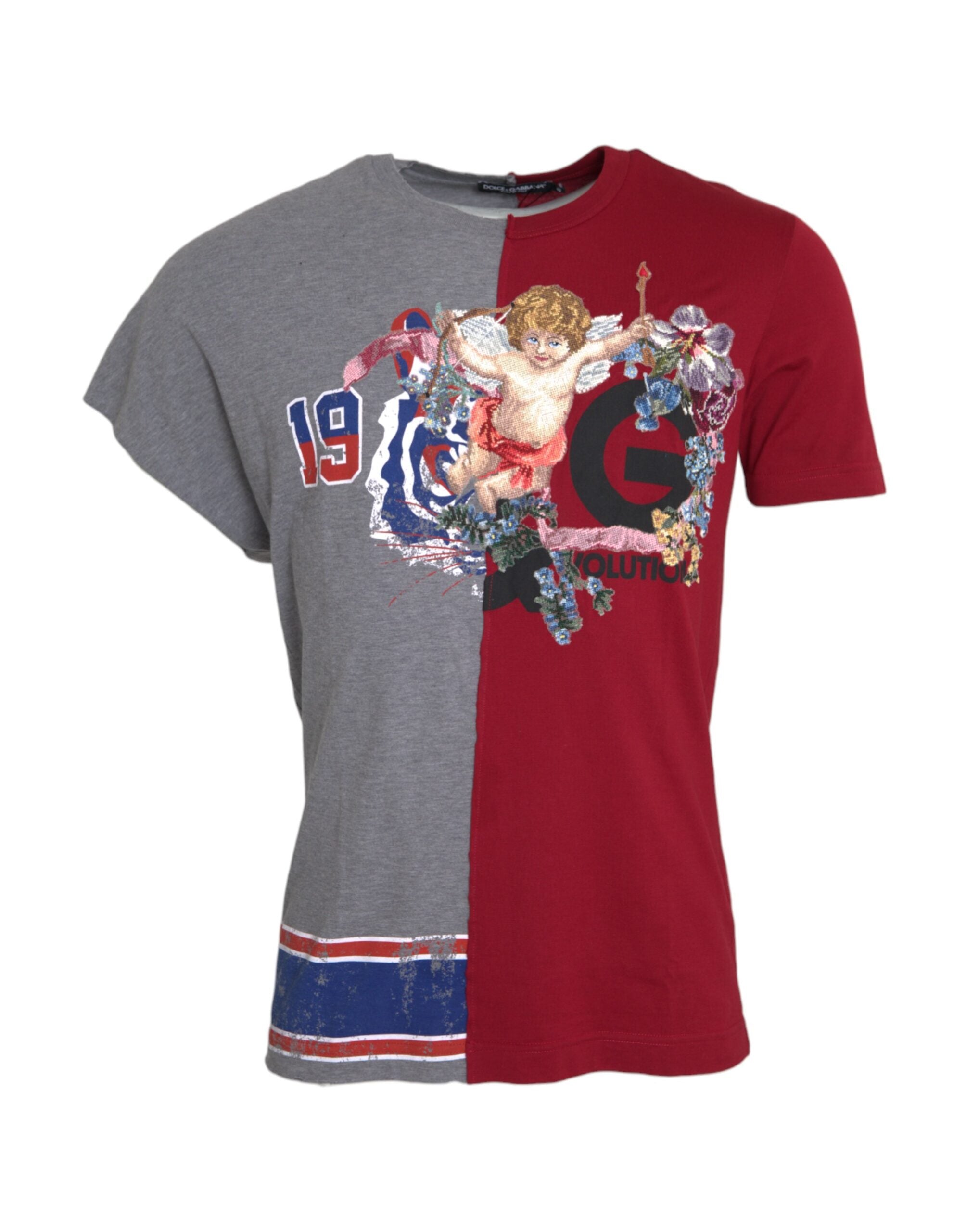 T-shirt à manches courtes Dolce & Gabbana multicolore avec motif graphique, style moderne et tendance.