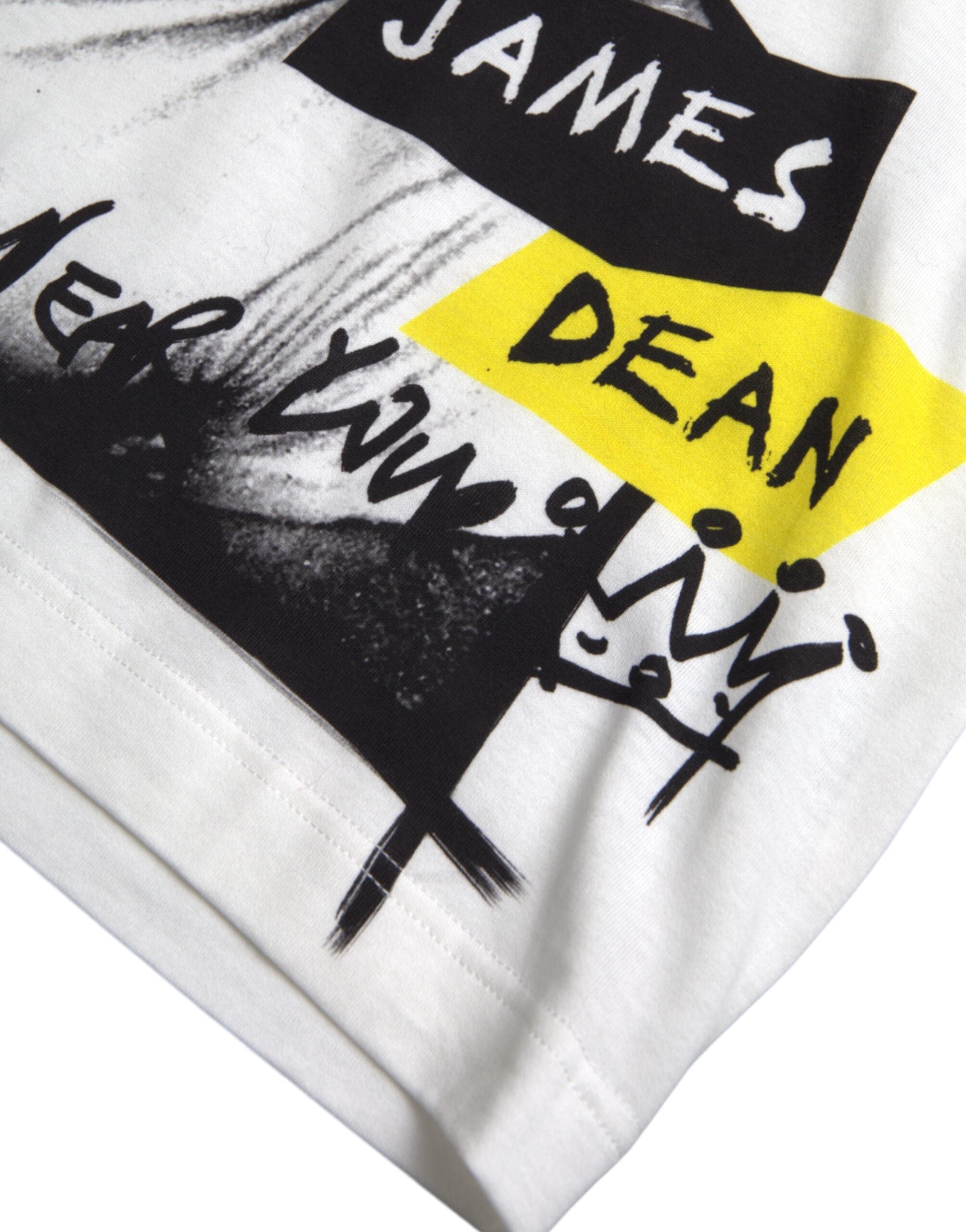 T-shirt blanc à manches courtes pour homme Dolce & Gabbana avec motif graphique en coton.