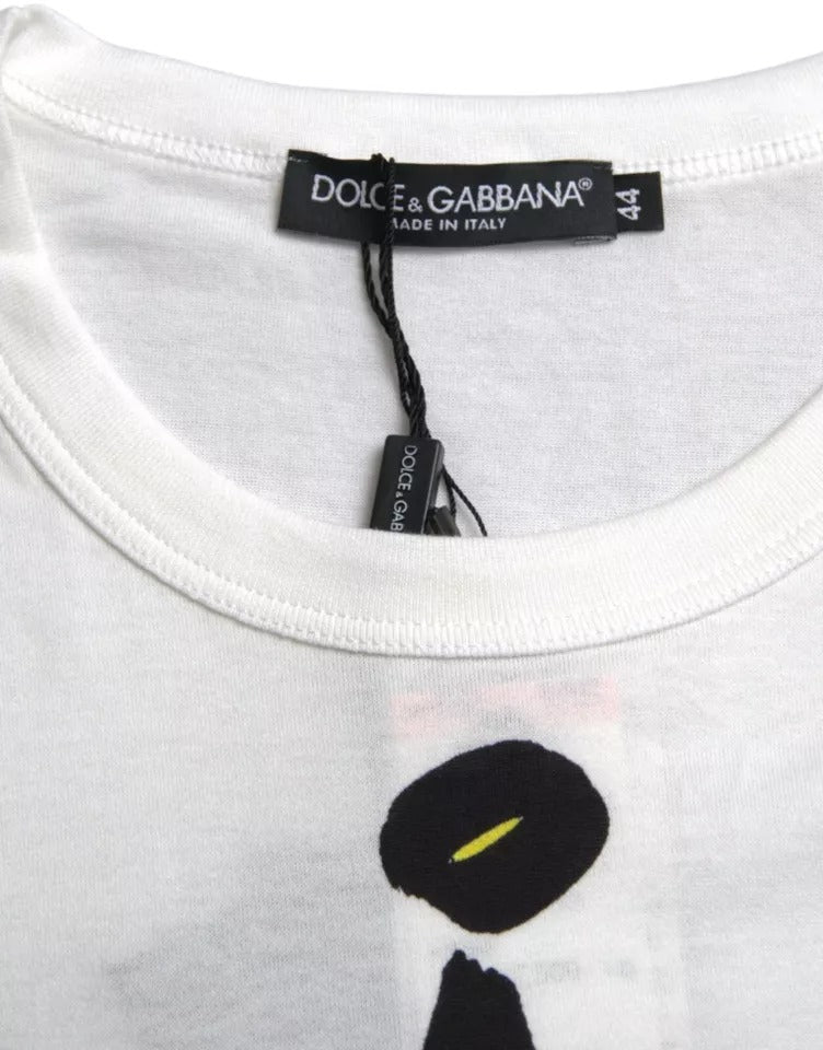 T-shirt homme blanc en coton avec graphique Dolce & Gabbana à manches courtes, style décontracté et moderne.
