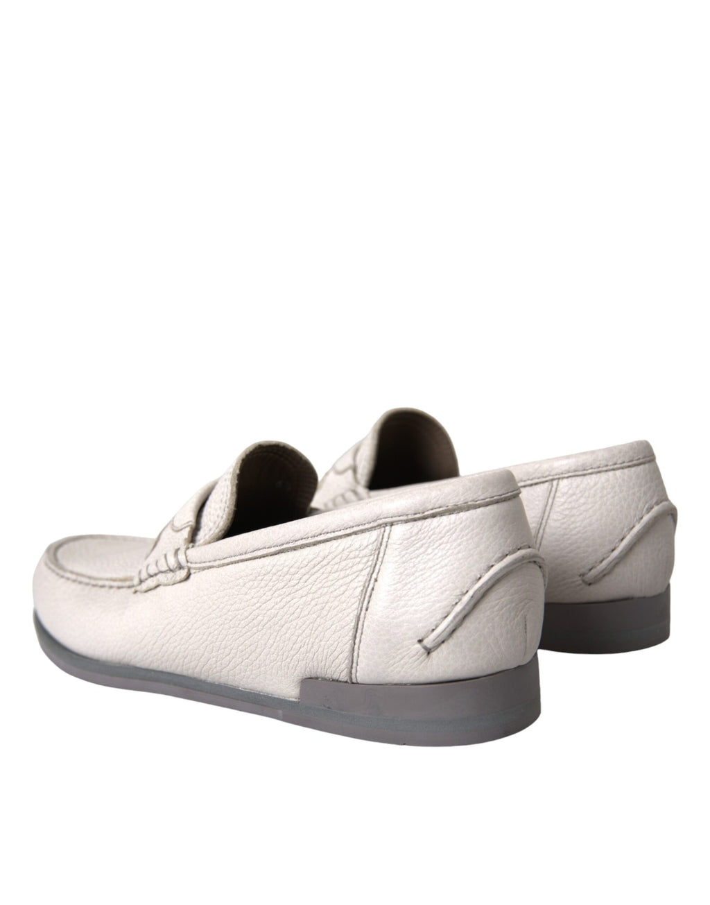 Mocassins en cuir blanc et gris Dolce & Gabbana, chaussures à enfiler élégantes pour homme