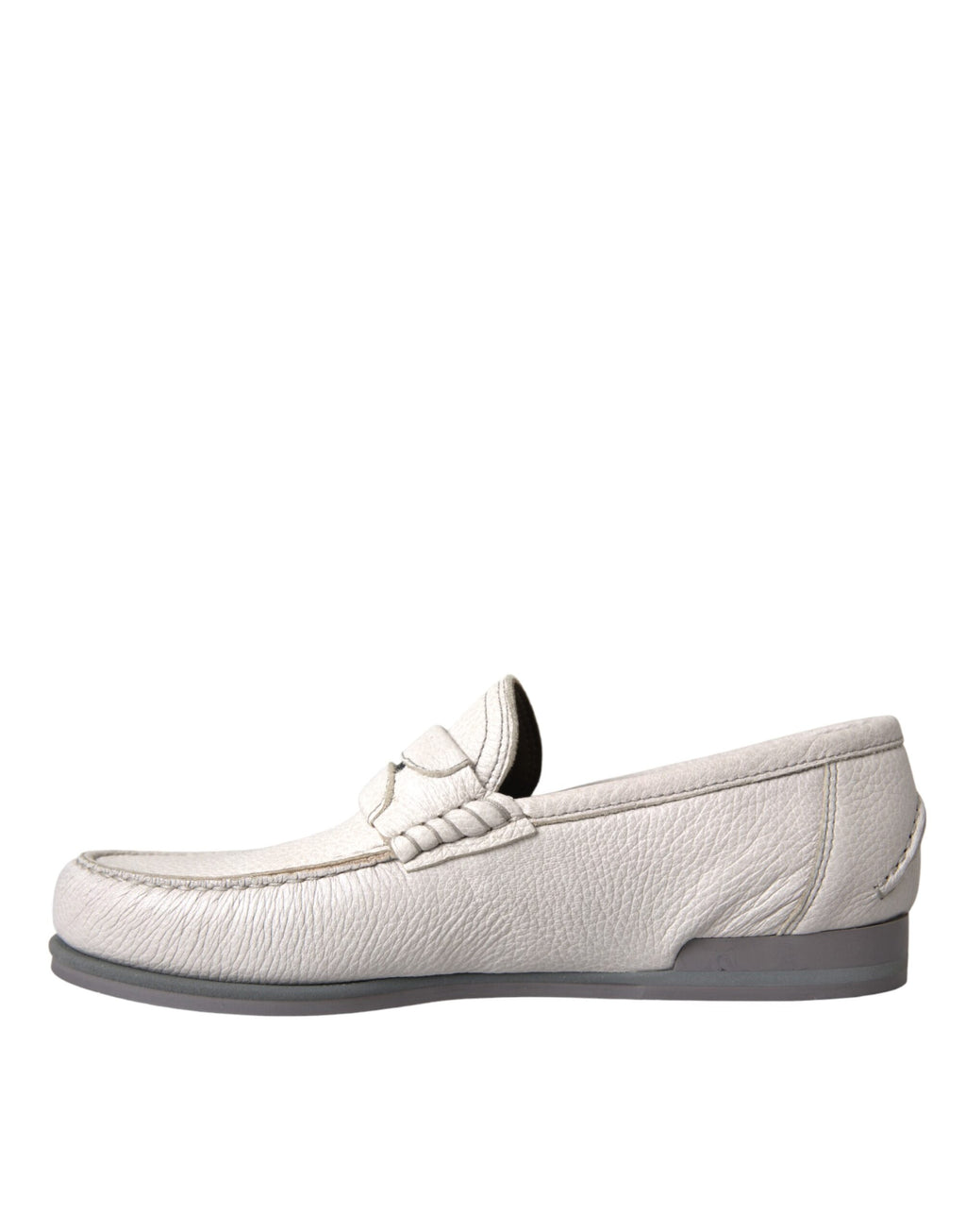 Chaussures mocassins en cuir blanc et gris Dolce & Gabbana, mocassin slip-on élégante pour homme.