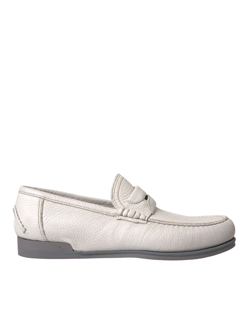 Chaussures mocassins en cuir blanc et gris Dolce & Gabbana, chaussures slip-on élégantes pour homme.