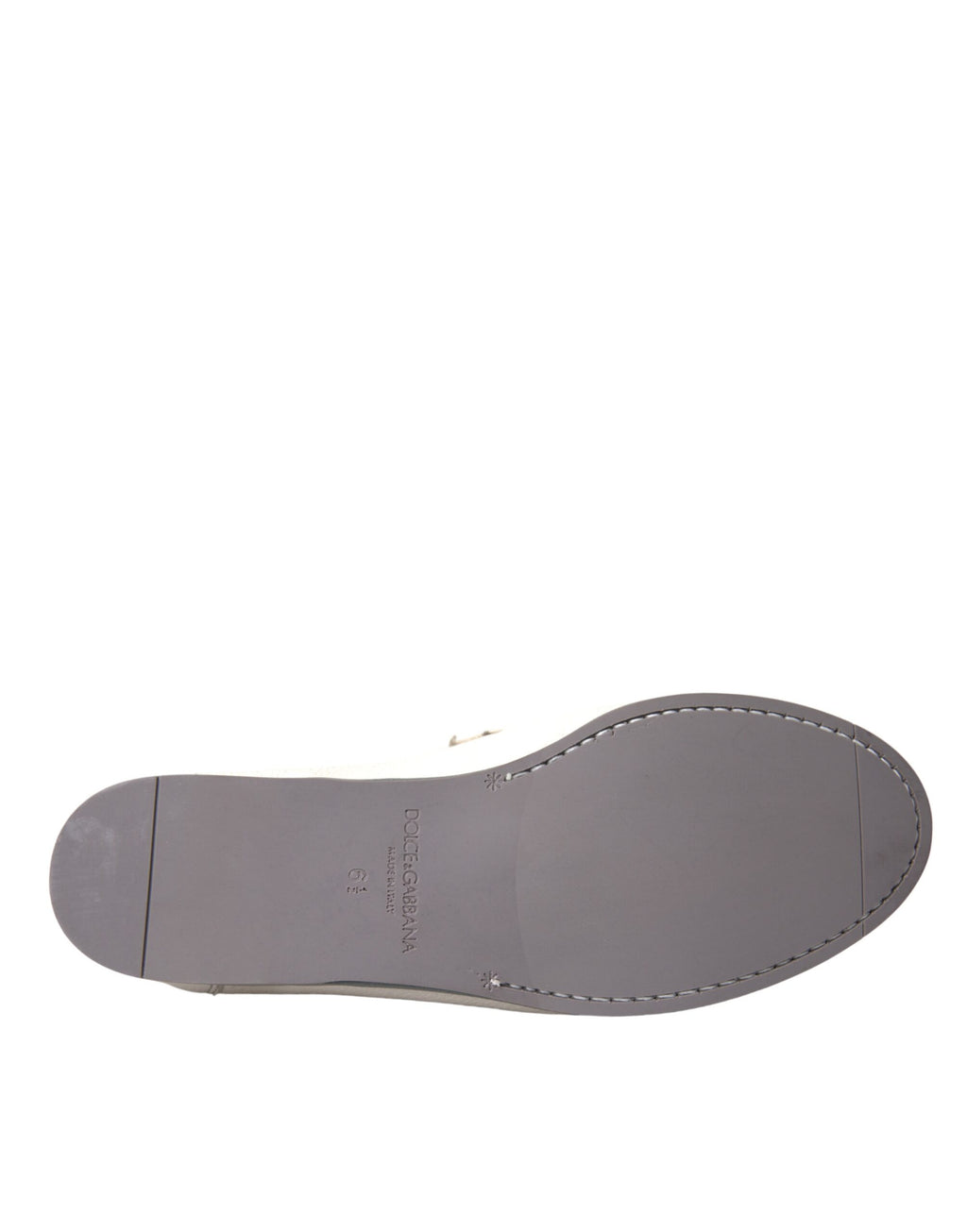 Chaussures mocassins en cuir blanc et gris Dolce & Gabbana, slip-on élégants pour homme.
