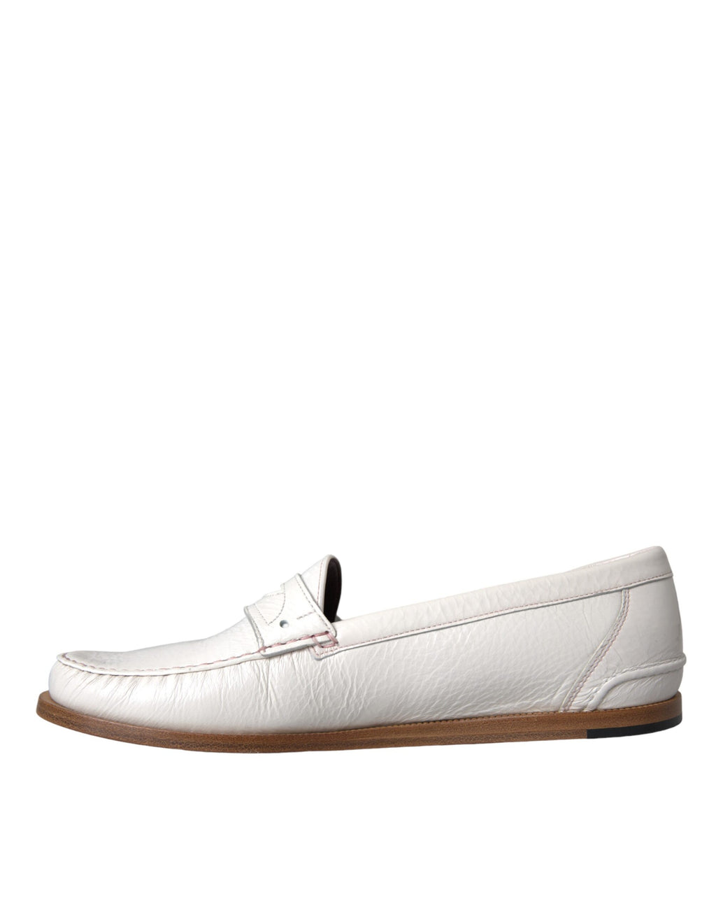 Mocassins Dolce & Gabbana en cuir blanc, chaussures slip-on élégantes pour homme, vue de face.