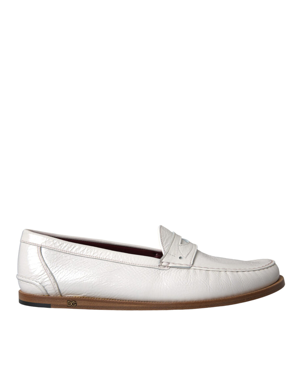 Mocassins slip-on en cuir blanc Dolce & Gabbana pour homme, chaussures élégantes et confortables.