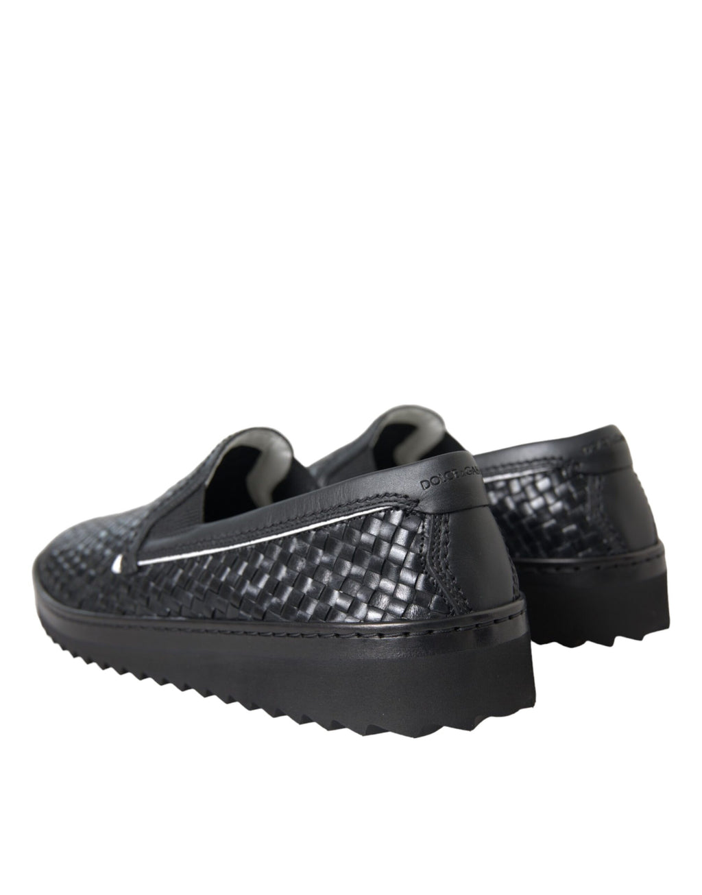 Chaussures Richelieu en cuir de buffle tissé noir Dolce & Gabbana pour hommes, élégantes et sophistiquées.