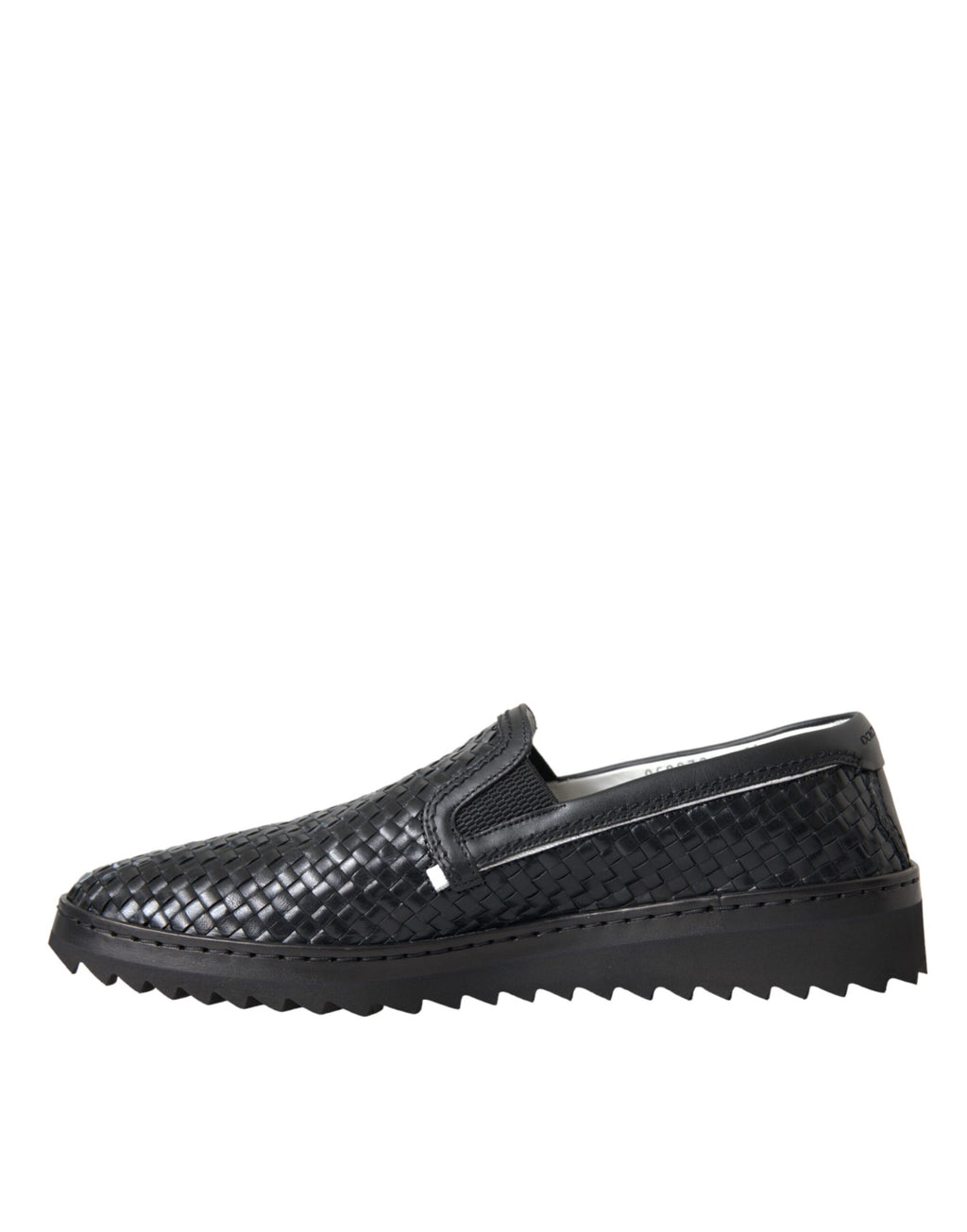 Mocassins pour hommes Dolce & Gabbana en cuir de buffle tissé noir, élégants et sophistiqués.