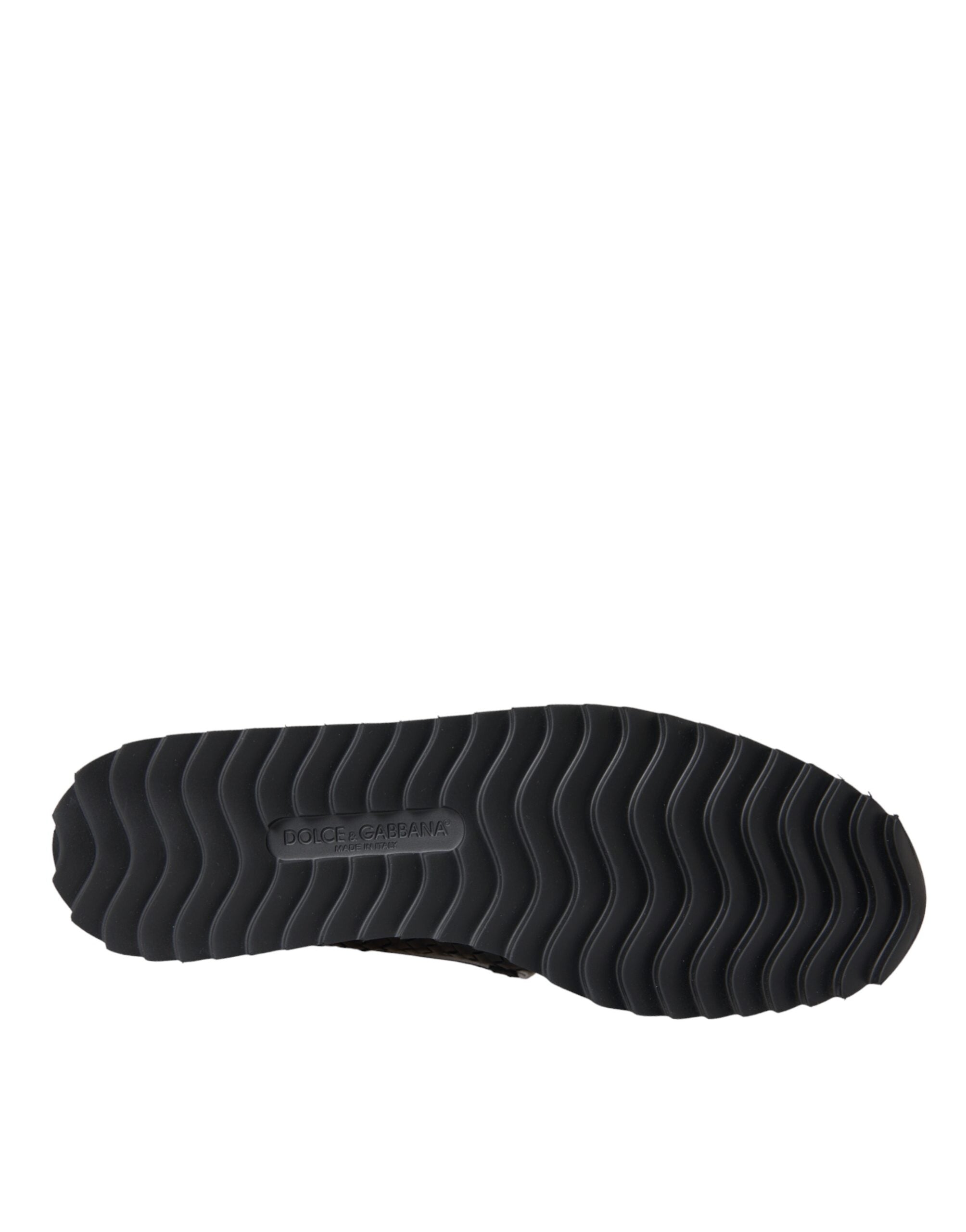 Chaussures mocassins en cuir de buffle tissé noir de Dolce & Gabbana pour homme, élégantes et sophistiquées.