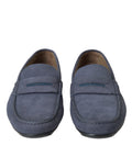 Chaussures mocassins Dolce & Gabbana en cuir de veau bleu, modèle slip-on, avec design élégant et finition soignée.