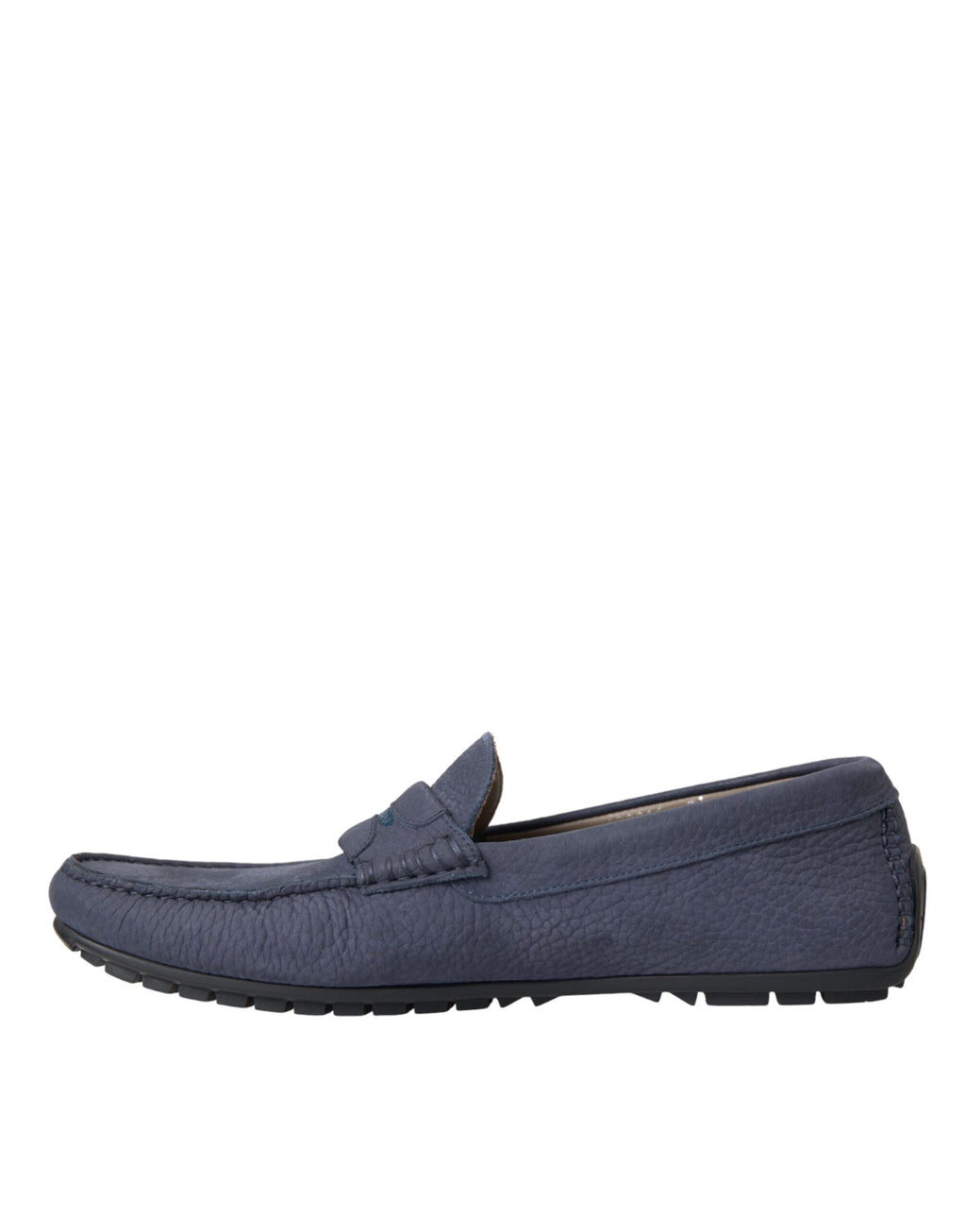Chaussures mocassins en cuir de veau bleu Dolce & Gabbana, slip-on élégants pour homme.