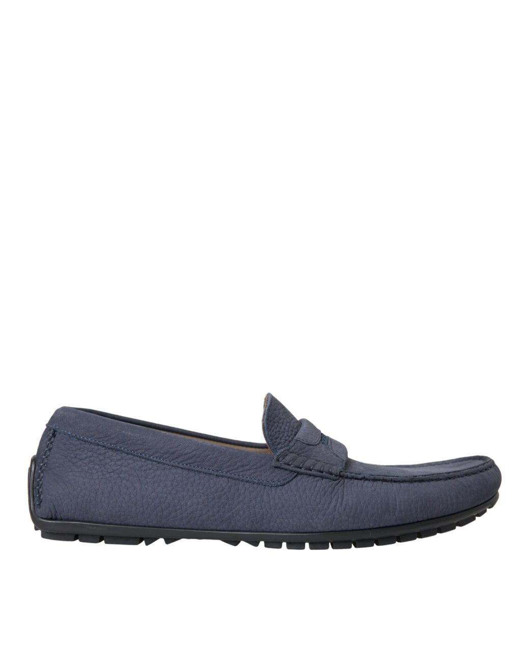 Chaussures mocassins Dolce & Gabbana en cuir de veau bleu, sans lacets, élégantes et confortables pour homme.