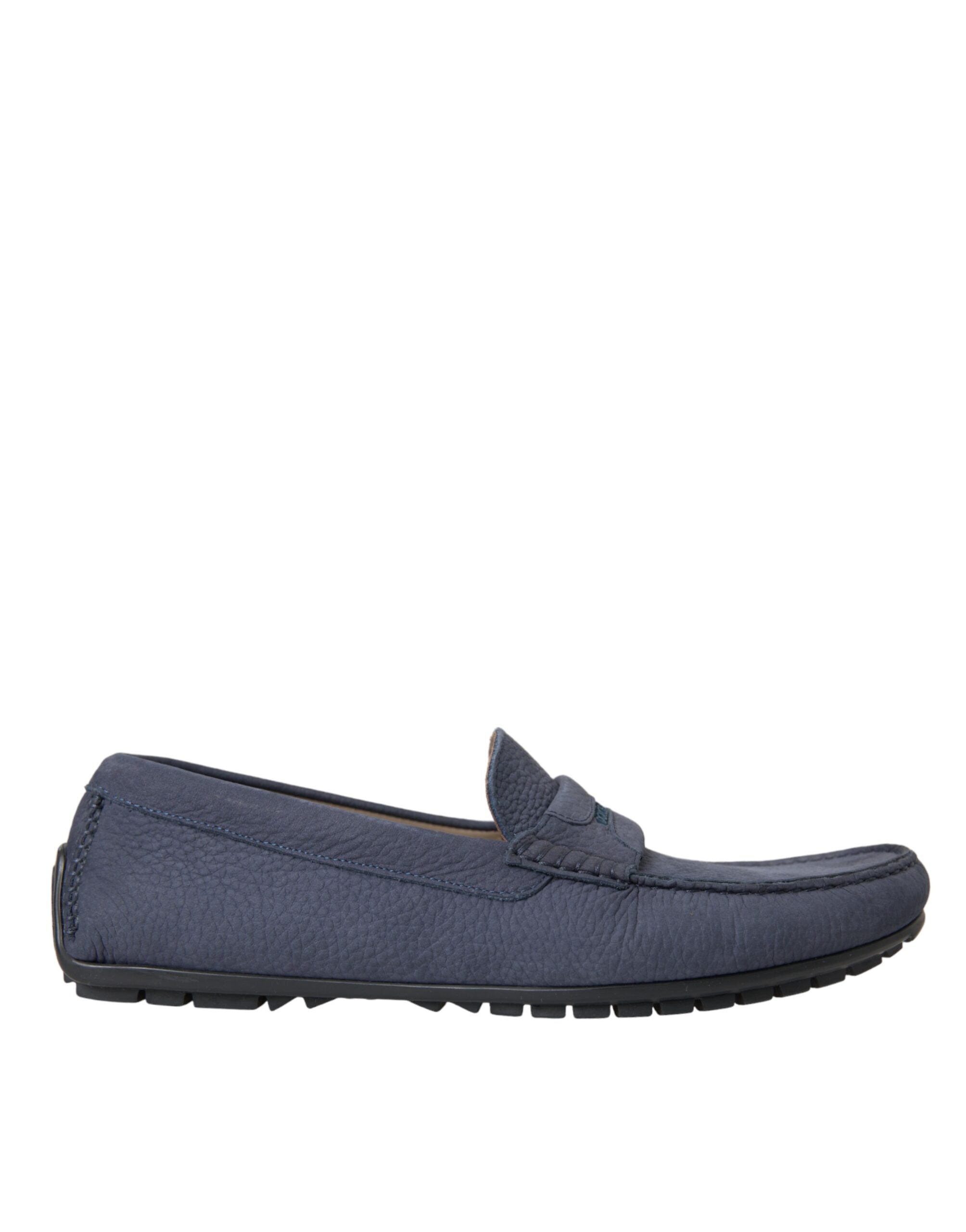 Chaussures mocassins Dolce & Gabbana en cuir de veau bleu, sans lacets, élégantes et confortables pour homme.